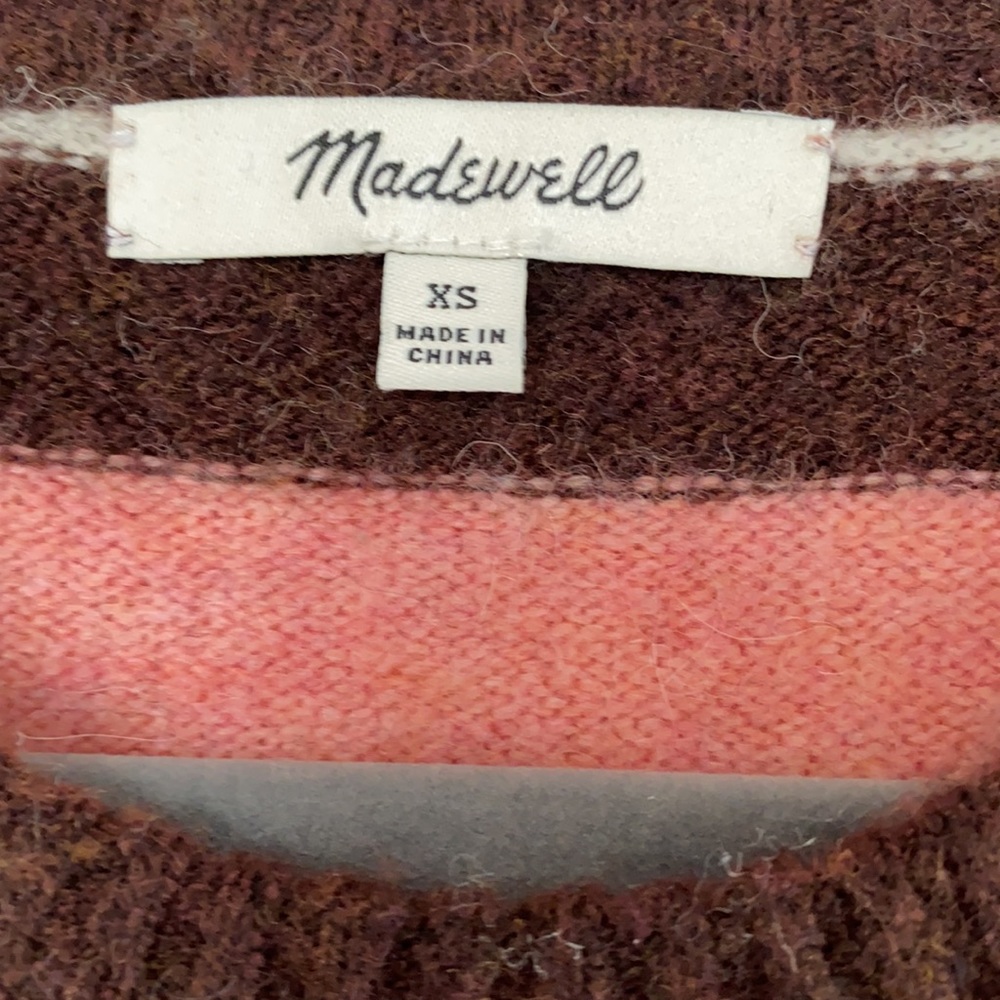 Madewell Calyse Wool Blend Balloon Sleeve Striped Pullover XS GUC - Picture 2 of 8